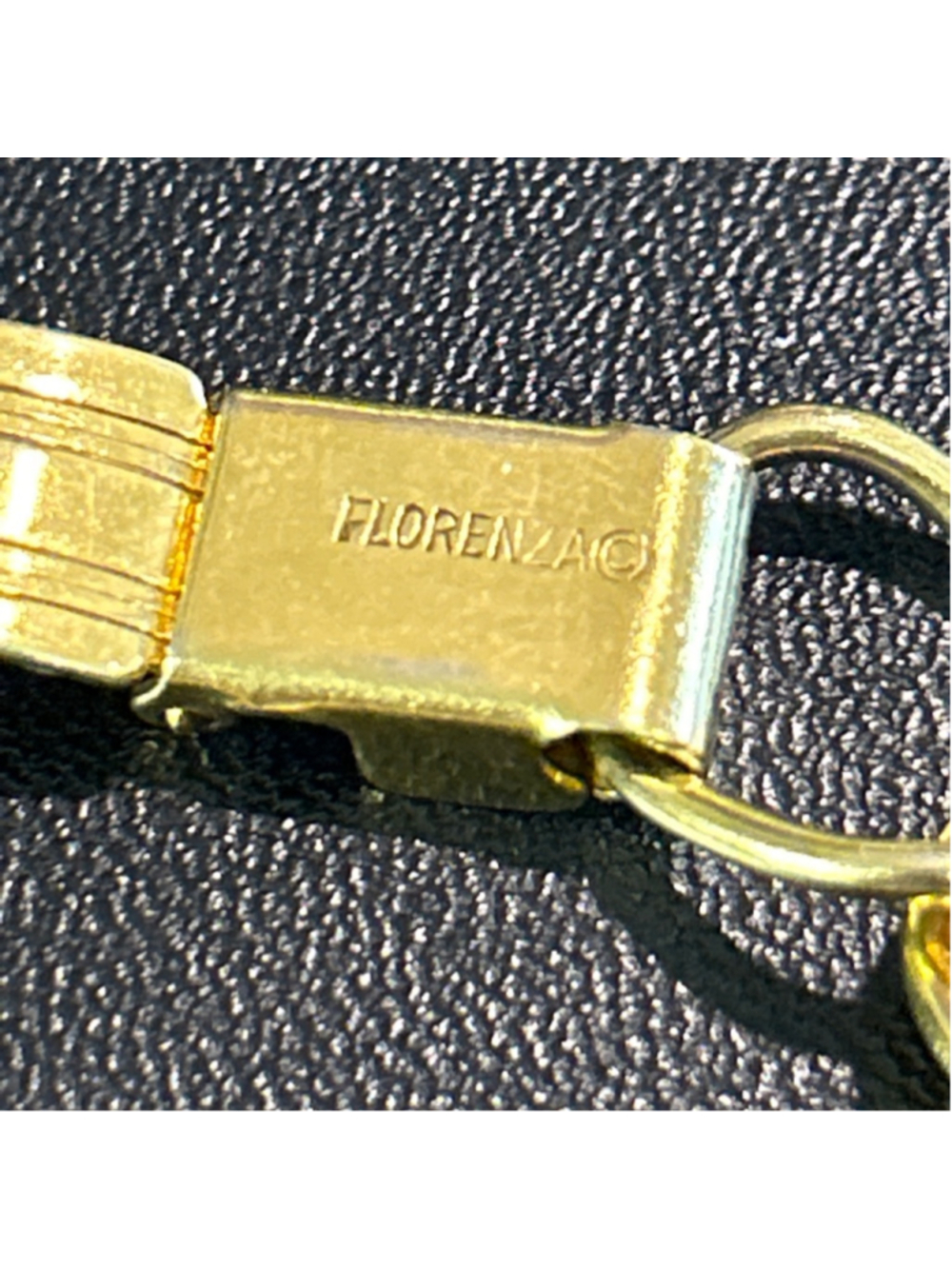 Women's Florenza Gold Tone Floral Bracelet with Blue Accents, size 6.5 - Picture 3 of 4